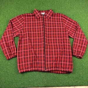 Vintage BonWorth Red Plaid Full Zip USA Windbreaker Jacket Sz S
